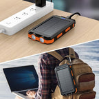 Batterie externe solaire 2 ports USB, lampe LED et boussole