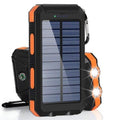 Batterie externe solaire 8000 mAh, double USB, lampe LED, orange