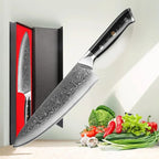 Couteau de chef japonais 8 pouces, lame Damas VG10, manche bois
