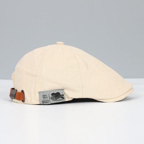 Béret homme à sangle réglable, noir, rouge, jaune ou beige, beige
