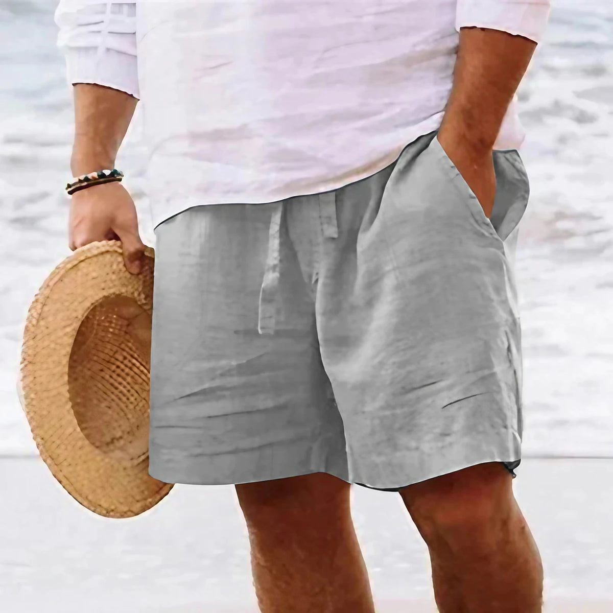 Bermuda cargo homme à poches, cinq coloris, du M au 5XL, gris