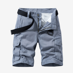 Bermuda de randonnée homme à poches cargo, ceinture ajustable, gris clair