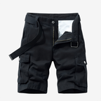 Bermuda de randonnée homme à poches cargo, ceinture ajustable, noir