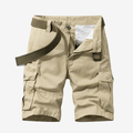 Bermuda de randonnée homme à poches cargo, ceinture ajustable, beige clair