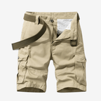 Bermuda de randonnée homme à poches cargo, ceinture ajustable, beige clair