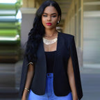 Blazer cape femme, noir ou blanc, du S au 2XL, noir