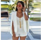 Blazer cape femme, noir ou blanc, du S au 2XL, blanc