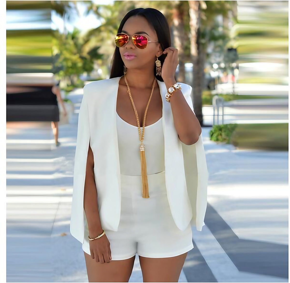 Blazer cape femme, noir ou blanc, tailles 32 à 46, blanc
