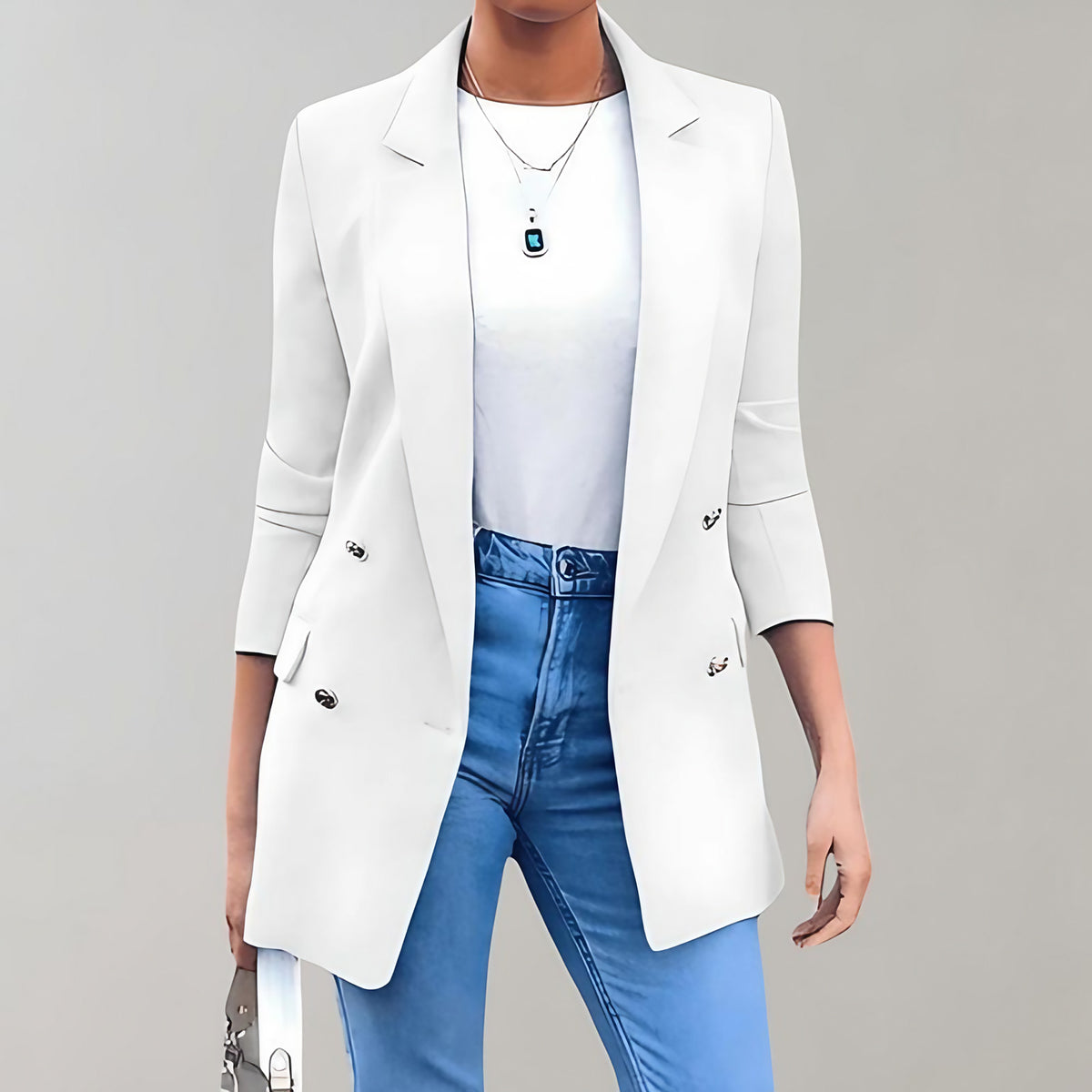 Blazer femme habillé, blanc, marine ou rose, du S au 5XL, blanc