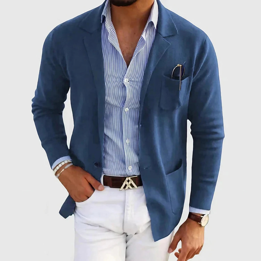 Blazer homme à col revers et poches boutonnées, du XS au 4XL, bleu