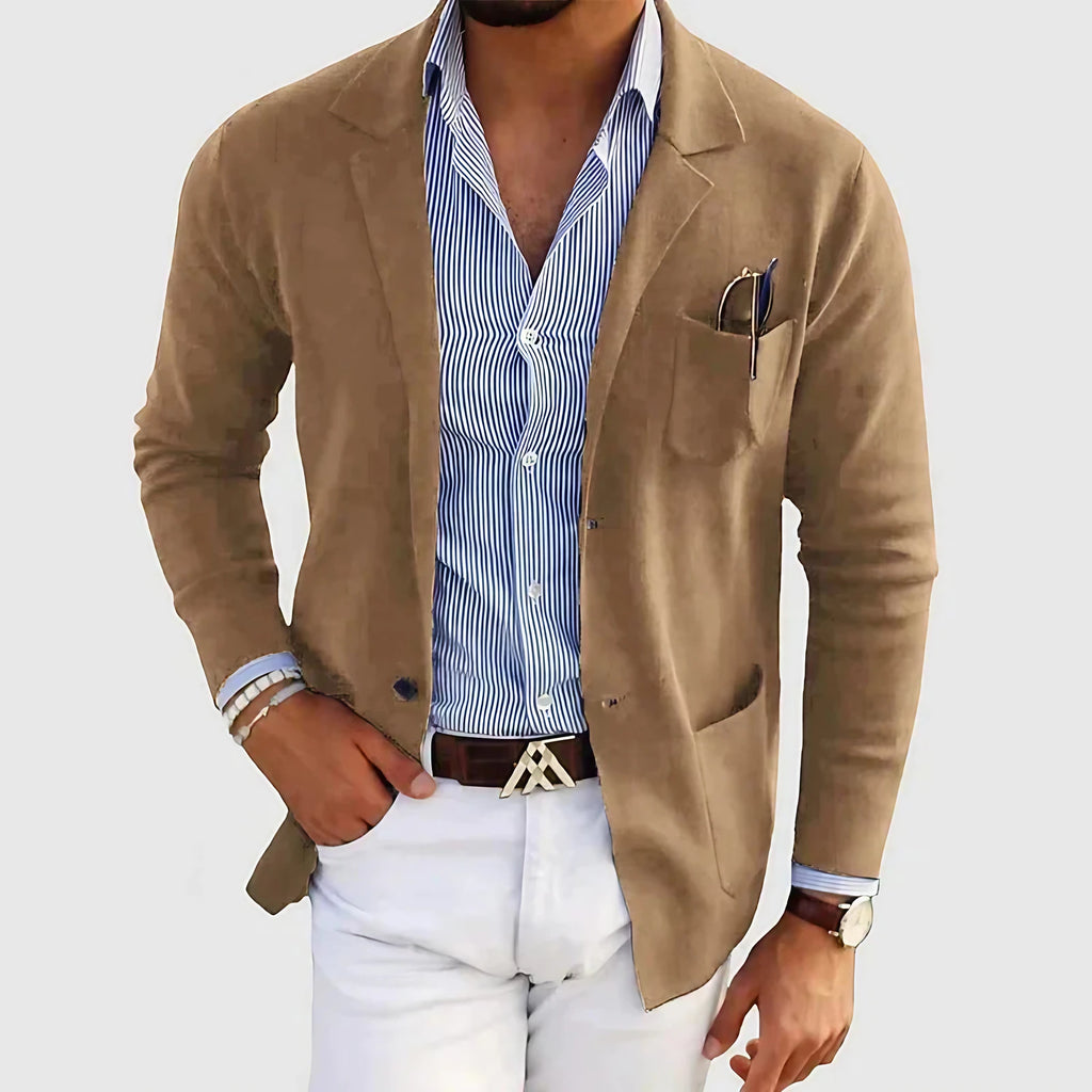 Blazer homme à col revers et poches boutonnées, du XS au 4XL, beige