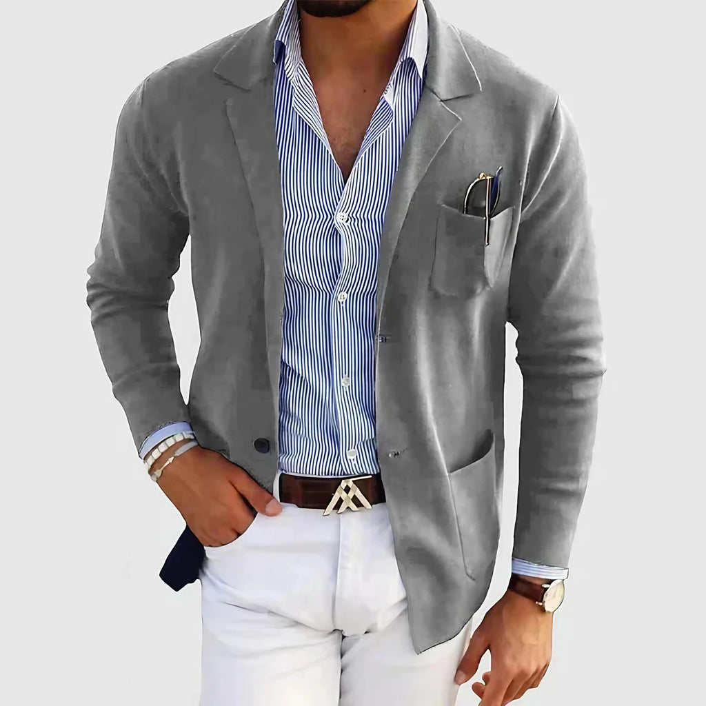 Blazer homme à col revers et poches boutonnées, du XS au 4XL, gris