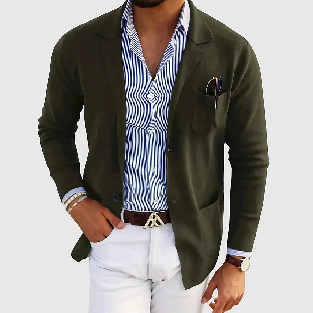 Blazer homme à col revers et poches boutonnées, du XS au 4XL, vert foncé