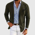 Blazer homme à col revers et poches boutonnées, du XS au 4XL, vert foncé