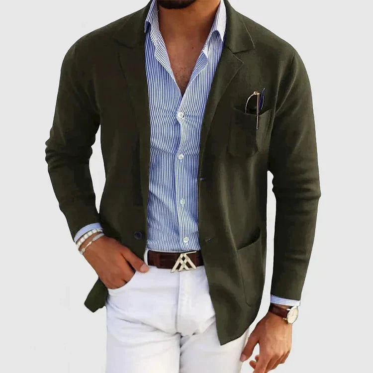 Blazer homme à col revers et poches boutonnées, du XS au 4XL, vert foncé