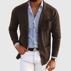 Blazer homme à col revers et poches boutonnées, du XS au 4XL, marron