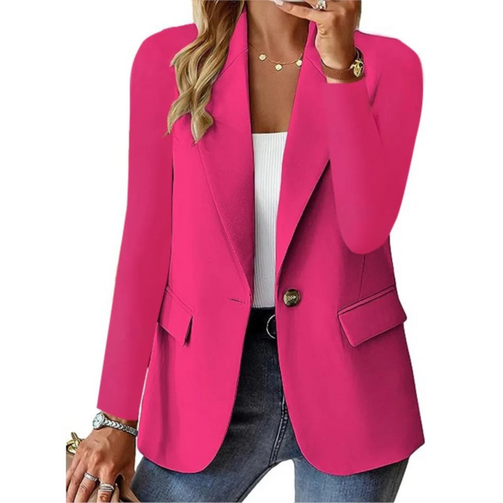 Blazer femme coupe ajustée, huit coloris, du S au 2XL, rose
