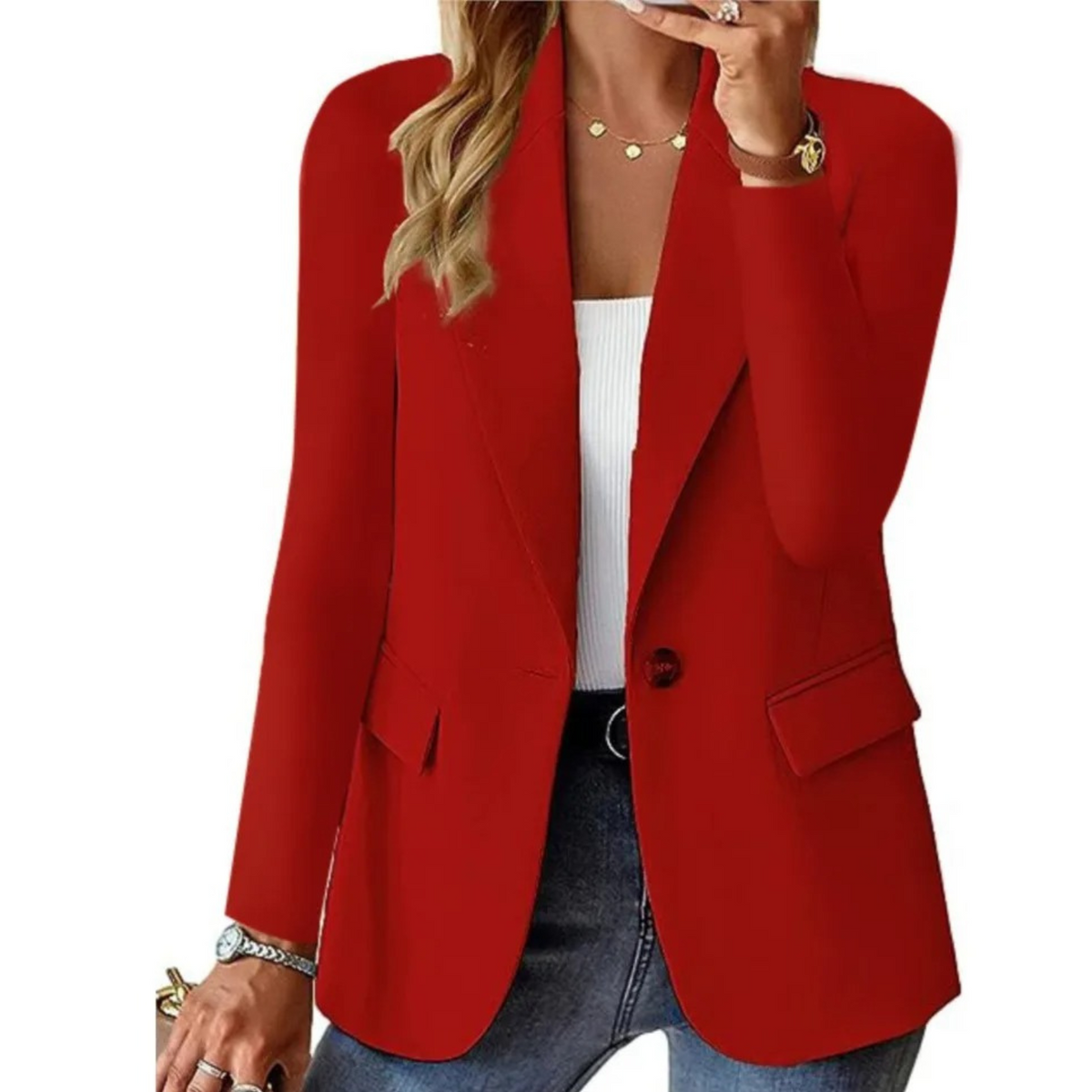 Blazer femme coupe ajustée, huit coloris, du S au 2XL, rouge