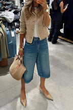 Blazer femme à col rond, beige, fermeture boutonnée, du XS au XL