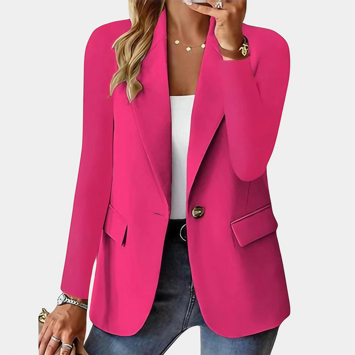 Blazer femme coupe ajustée, cinq coloris, du XS au XL, rose