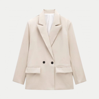 Blazer femme croisé à double boutonnage, sept coloris, beige