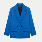 Blazer femme croisé à double boutonnage, sept coloris, bleu