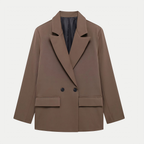Blazer femme croisé à double boutonnage, sept coloris, marron