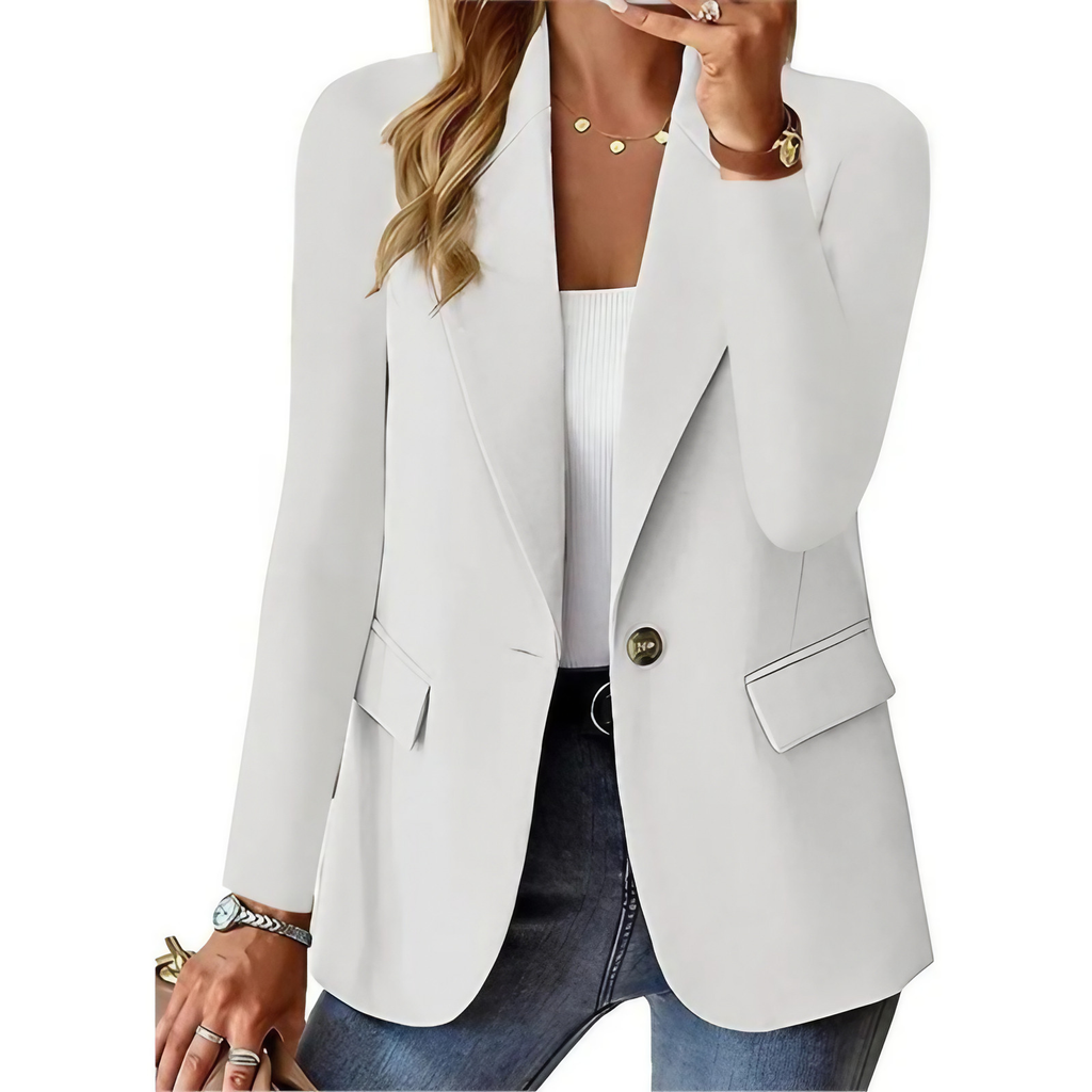 Blazer femme ajusté à fermeture par boucle, huit coloris, blanc