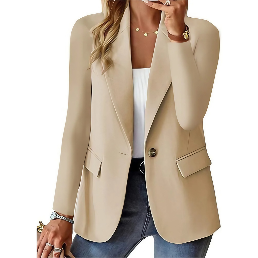 Blazer femme ajusté à fermeture par boucle, huit coloris, marron clair