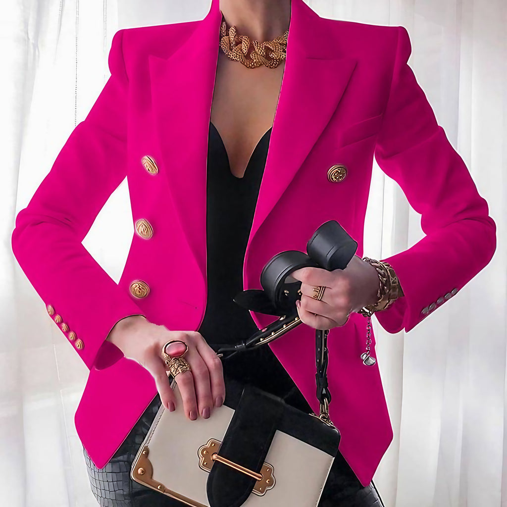 Blazer femme coupe structurée, huit coloris, du S au 2XL, rose rouge
