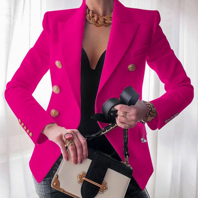 Blazer femme coupe structurée, huit coloris, du S au 2XL, rose rouge