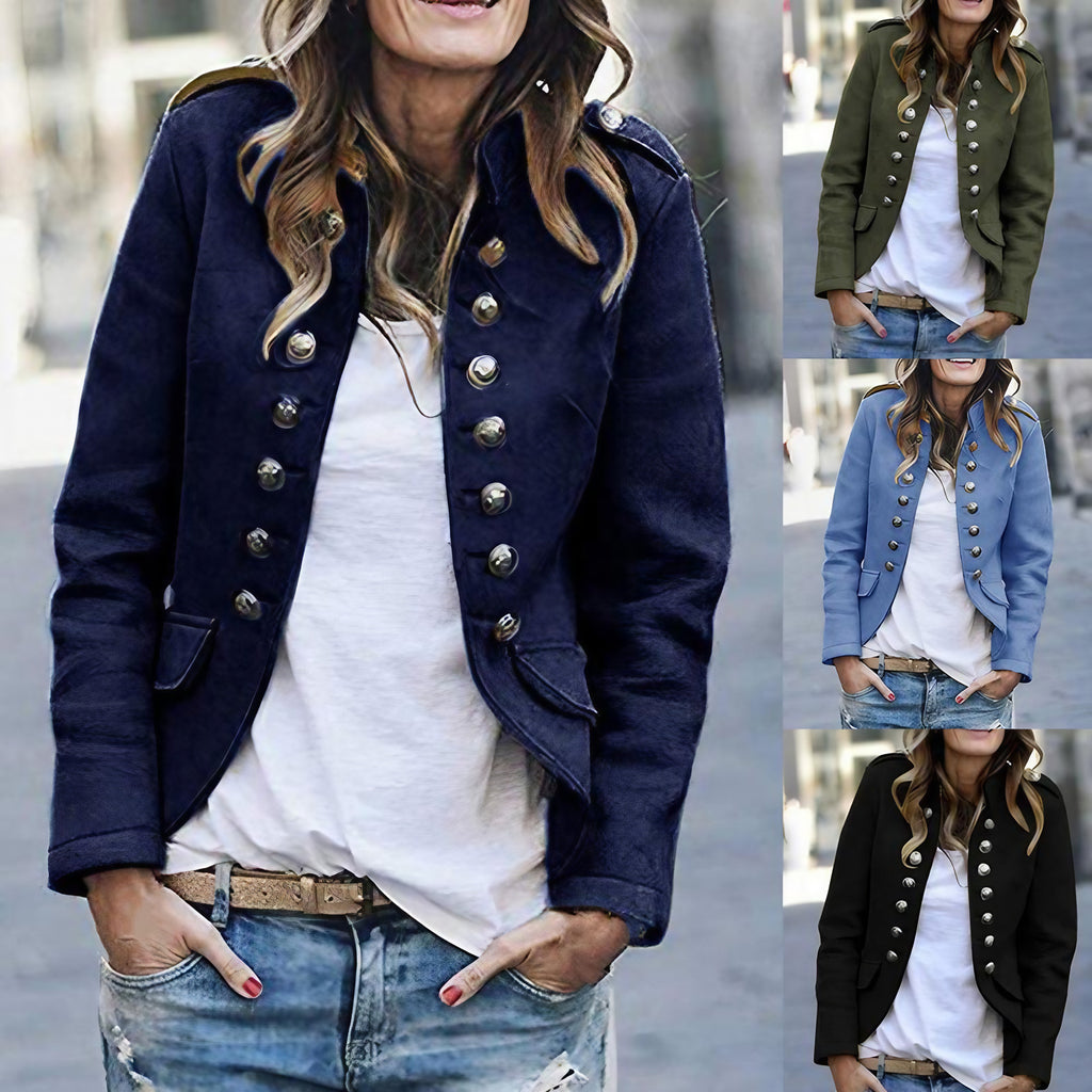 Blazer femme à col montant, coupe ajustée, du M au 3XL