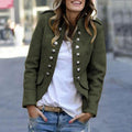 Blazer femme à col montant, coupe ajustée, du M au 3XL, vert armée