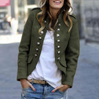 Blazer femme à col montant, coupe ajustée, du M au 3XL, vert armée