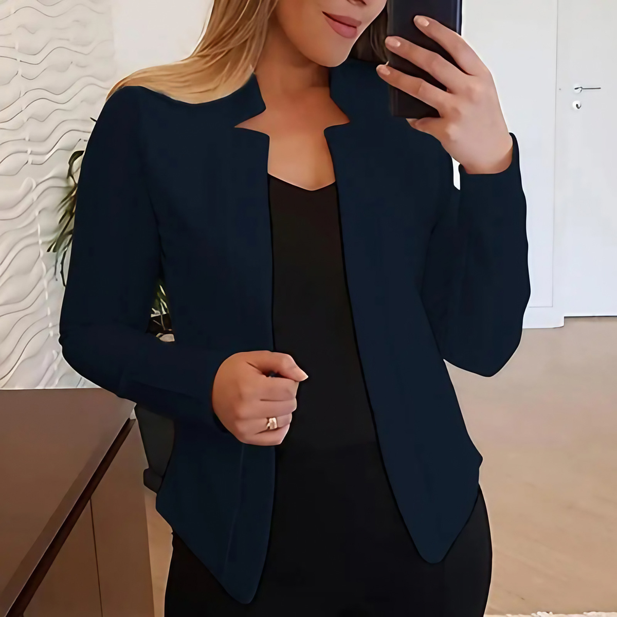 Blazer femme pour le bureau, neuf coloris, du S au 3XL, bleu foncé