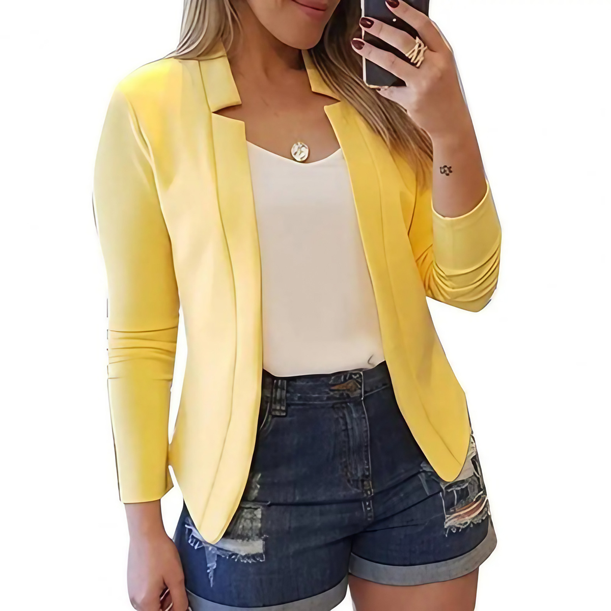 Blazer femme pour le bureau, neuf coloris, du S au 3XL, jaune