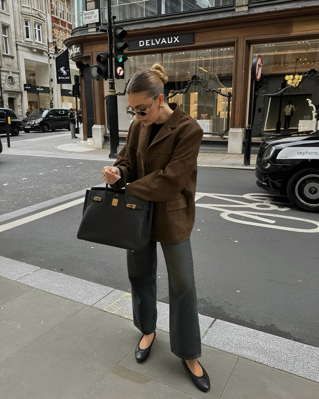 Blazer femme marron à un bouton, coupe classique