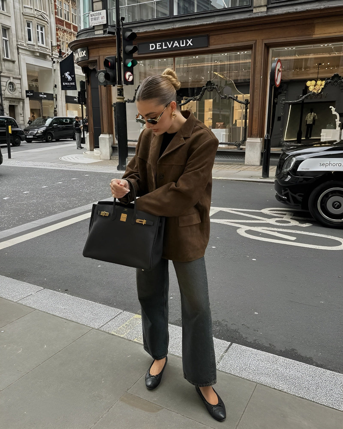 Blazer femme marron à un bouton, coupe classique