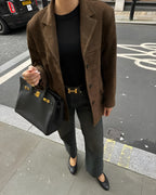 Blazer femme marron à un bouton, coupe classique