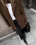 Blazer femme marron à un bouton, coupe classique, marron