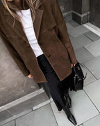 Blazer femme marron à un bouton, coupe classique, marron