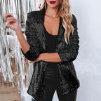 Blazer à paillettes femme pour les soirées, six coloris, noir