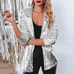 Blazer à paillettes femme pour les soirées, six coloris, argenté
