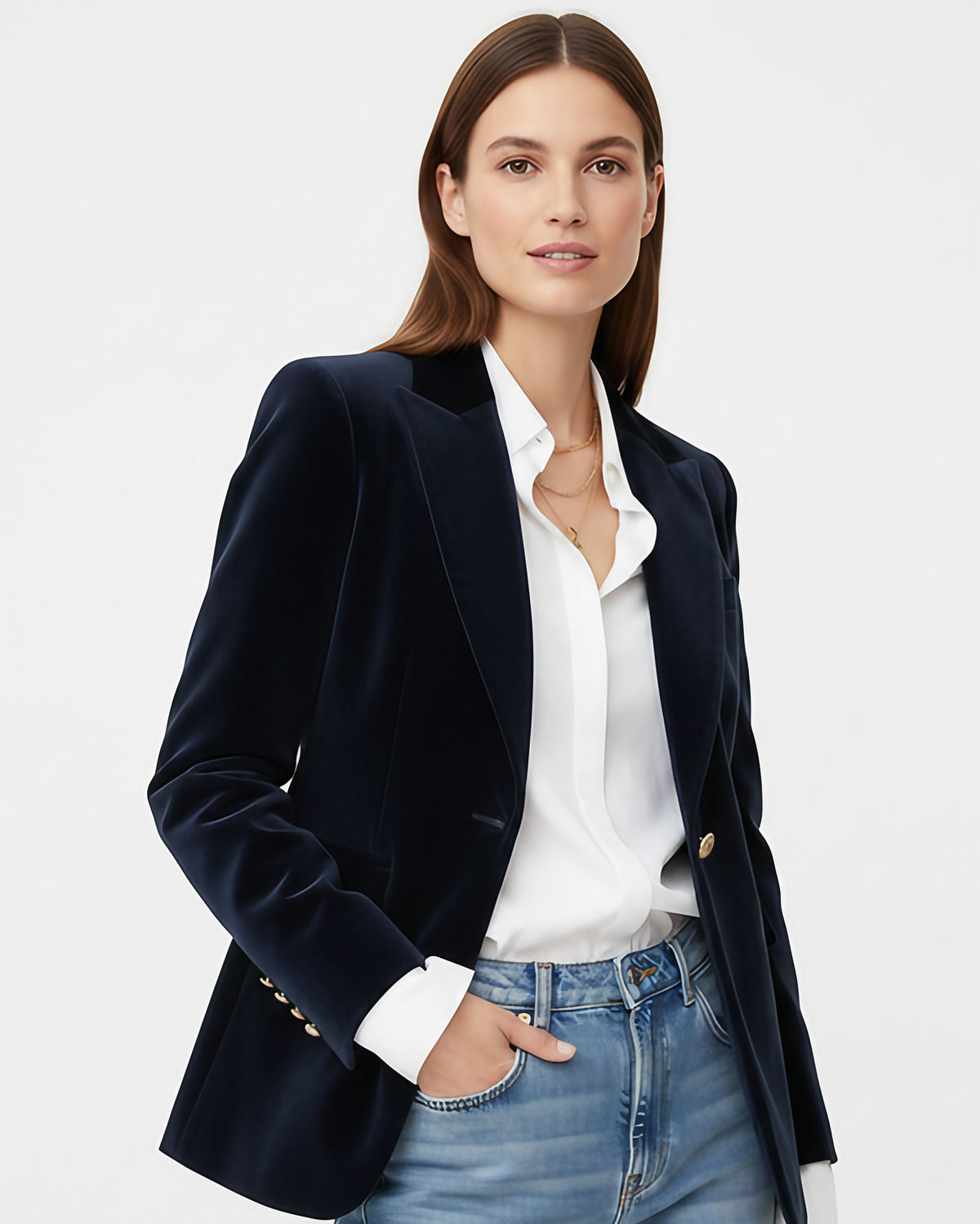 Blazer femme à boutons dorés, simple boutonnage, cinq coloris, noir