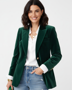 Blazer femme à boutons dorés, simple boutonnage, cinq coloris, vert