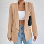 Blazer long femme coupe classique, neuf coloris, du S au 2XL, jaune gingembre
