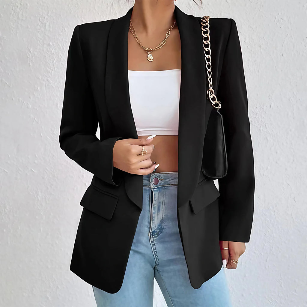 Blazer long femme coupe classique, neuf coloris, du S au 2XL, noir