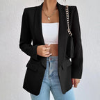 Blazer long femme coupe classique, neuf coloris, du S au 2XL, noir