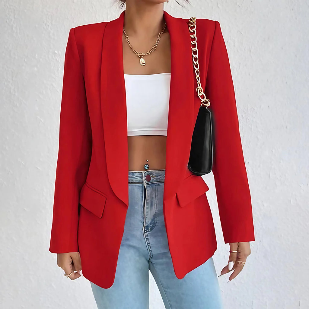 Blazer long femme coupe classique, neuf coloris, du S au 2XL, rouge