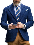 Blazer homme bleu coupe ajustée, revers crantés, du S au 3XL, bleu